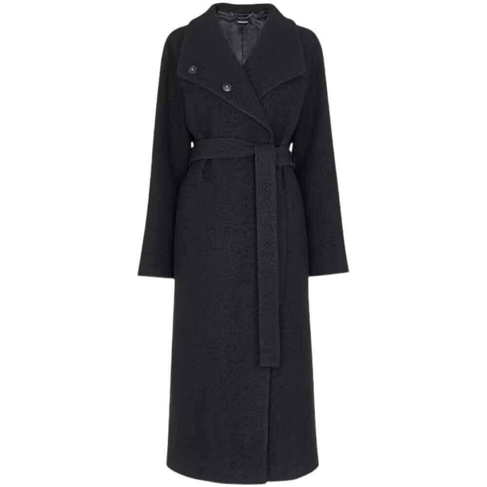 Whistles Black Morgan Funnel Neck Coat